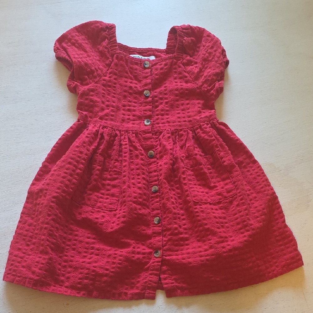 Old Navy Red Textured Kids Dress‎